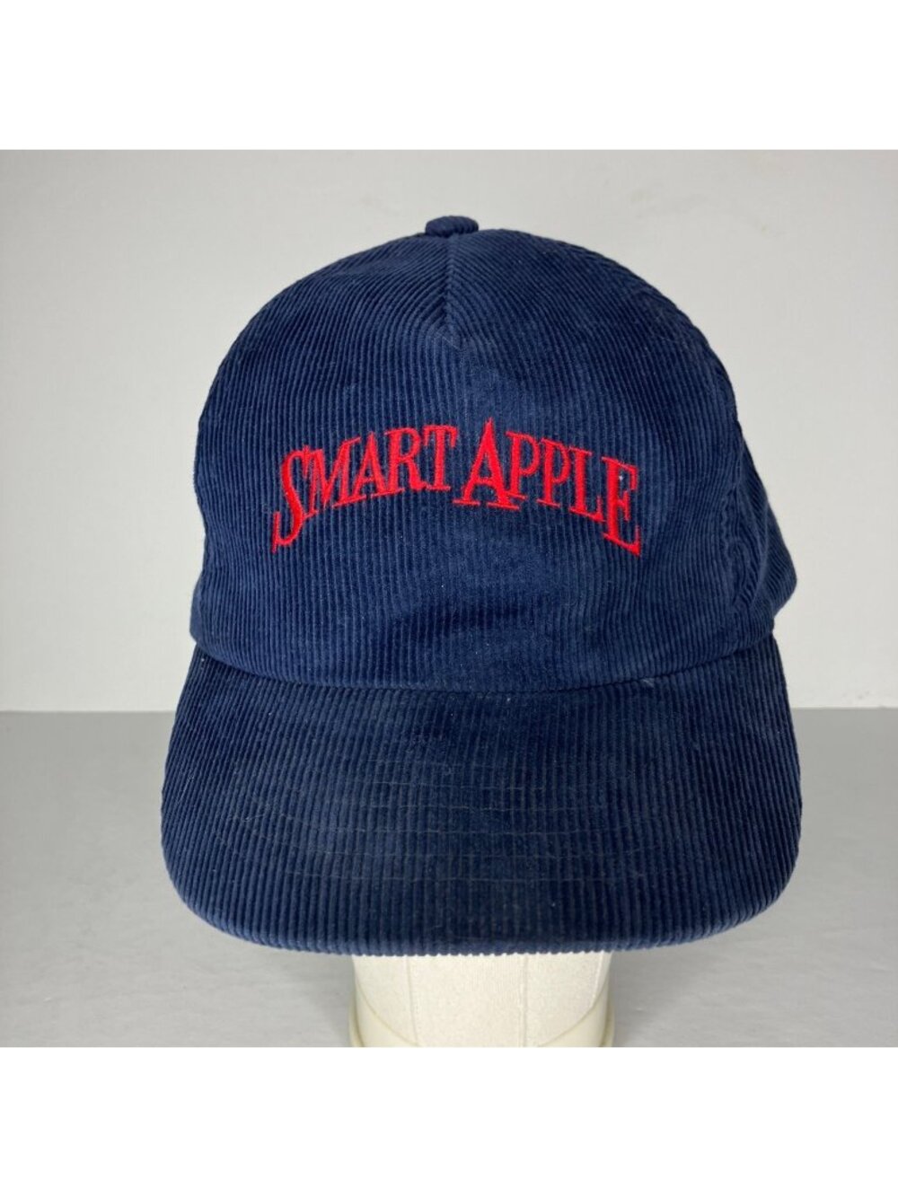 Vintage Smart Apple Corduroy Snapback Baseball Cap Men's Navy Blue Red